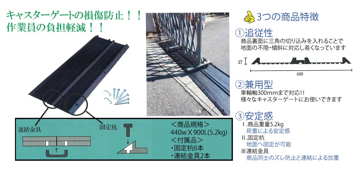 全ての 安全鋼板 土木仮設材 Sign-usキャスターゲート Yタイプ 片開き 高さ1.2m×幅6.6m