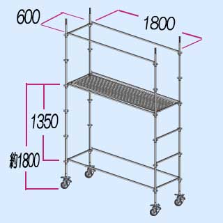 ビルダー 簡易 可動式 作業台(作業 600(400踏板)×1800)1階 階段無